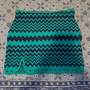Urban Outfitters green and black chevron skirt